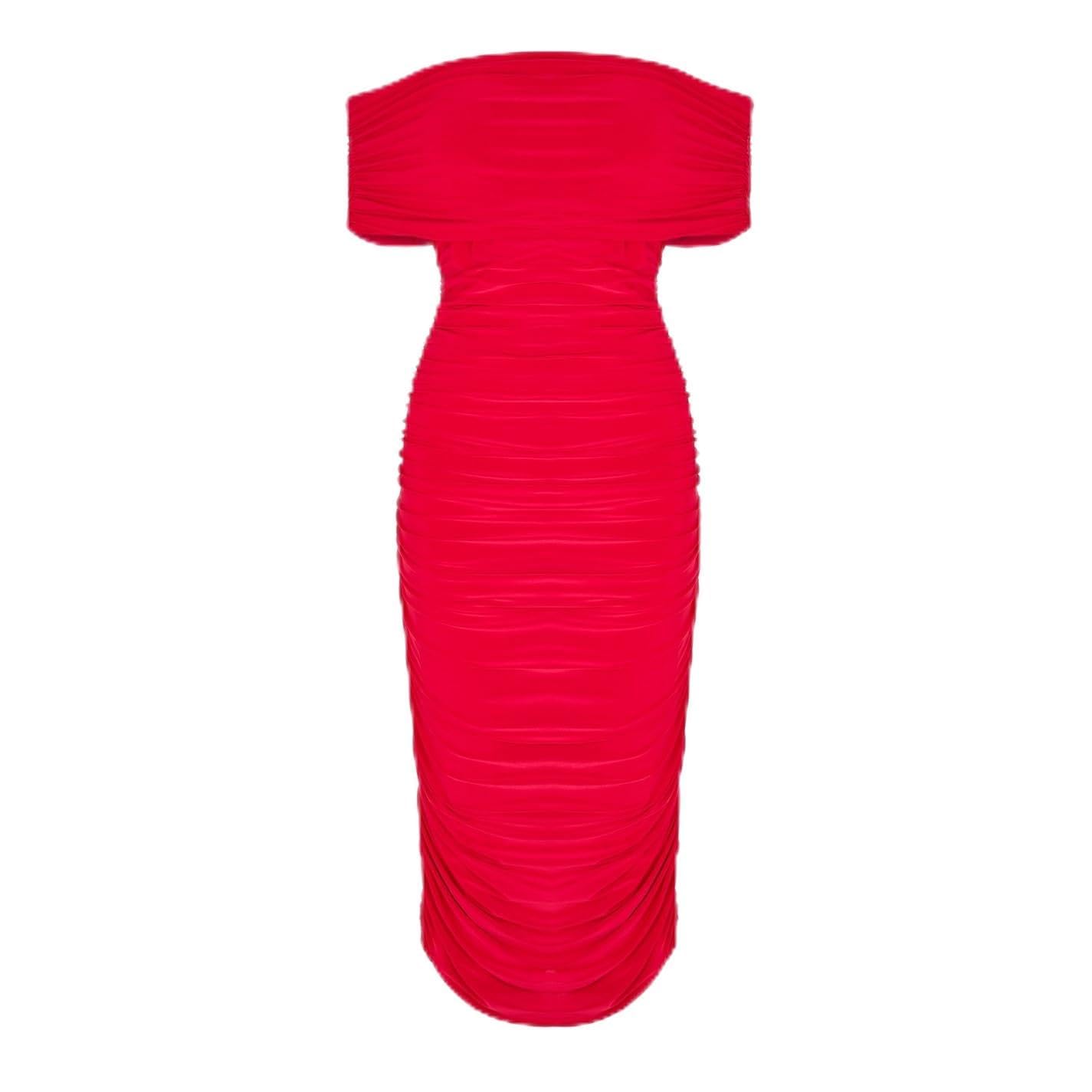 Biba Womens Bardot Slinky Dress Red 14