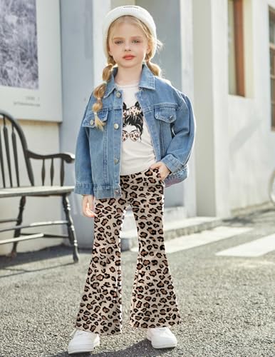 Image of Arshiner Toddler Girl Clothes 2 Piece Outfits Side Adjustable Drawstrings Tank Tops and Flare Leggings Pant Set