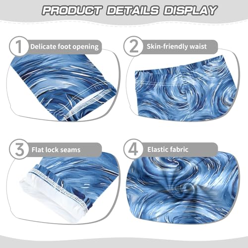 Blue Swirls Tie Dye Girls Leggings Soft Stretch Workout Yoga Dance Pants for Kids Casual Tights3