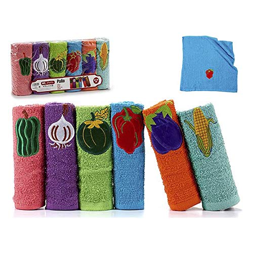 Grupo K-2 Juego 6 Paños Cocina 50X50 Cm Verduras