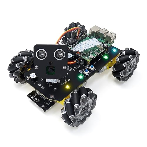 Freenove Mecanum Wheel Car Kit for Raspberry Pi 5 4 B 3 B+ Zero 2 W, Face Tracking, Line Tracking, Light Tracing, Obstacle Avoidance, App Control, Camera, Servo (Raspberry Pi NOT Included) M