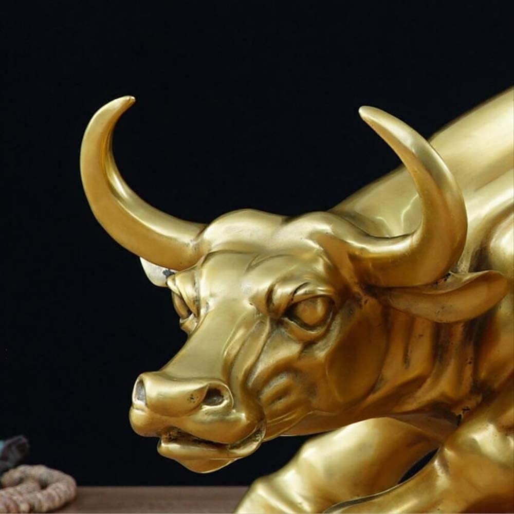 Rzeźba na biurko Byk Statua Rzeźba Złota Ściana Street Bull Statuetka Dom Biuro Dekoracje Akcesoria Prezent Akcesoria Domowe 18x11x12cm