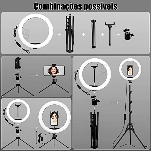 Kit Studio Anel Luz Ring Light 3 Tons 26cm Ring Light 6 Pol