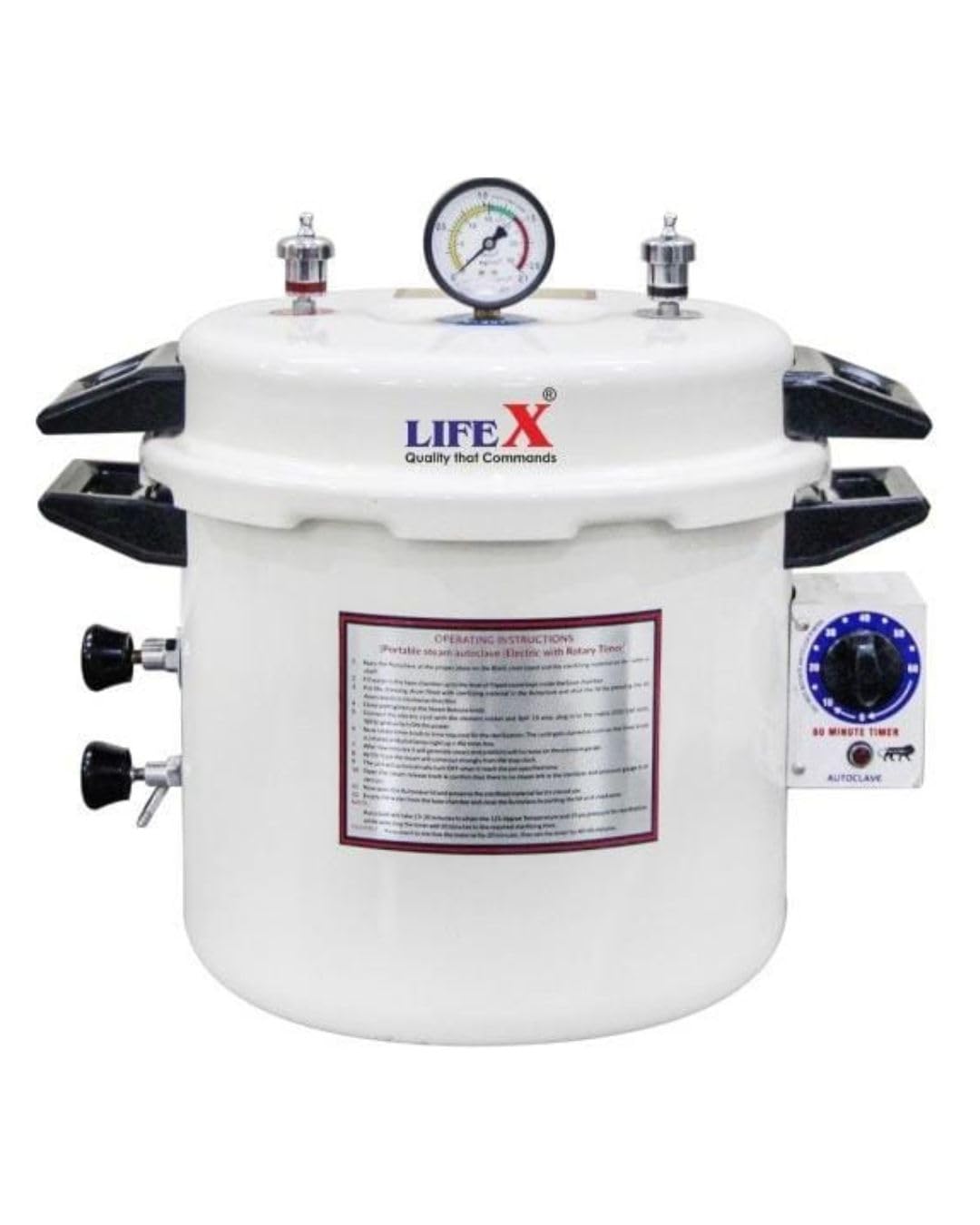 LIFEX Autoclave Sterilizer 23 Litre TMP (12" Dia. x 12''H) with Timer and powder coating | CDSCO Class C License | Epoxy C... - Review, Price and Buying Guide