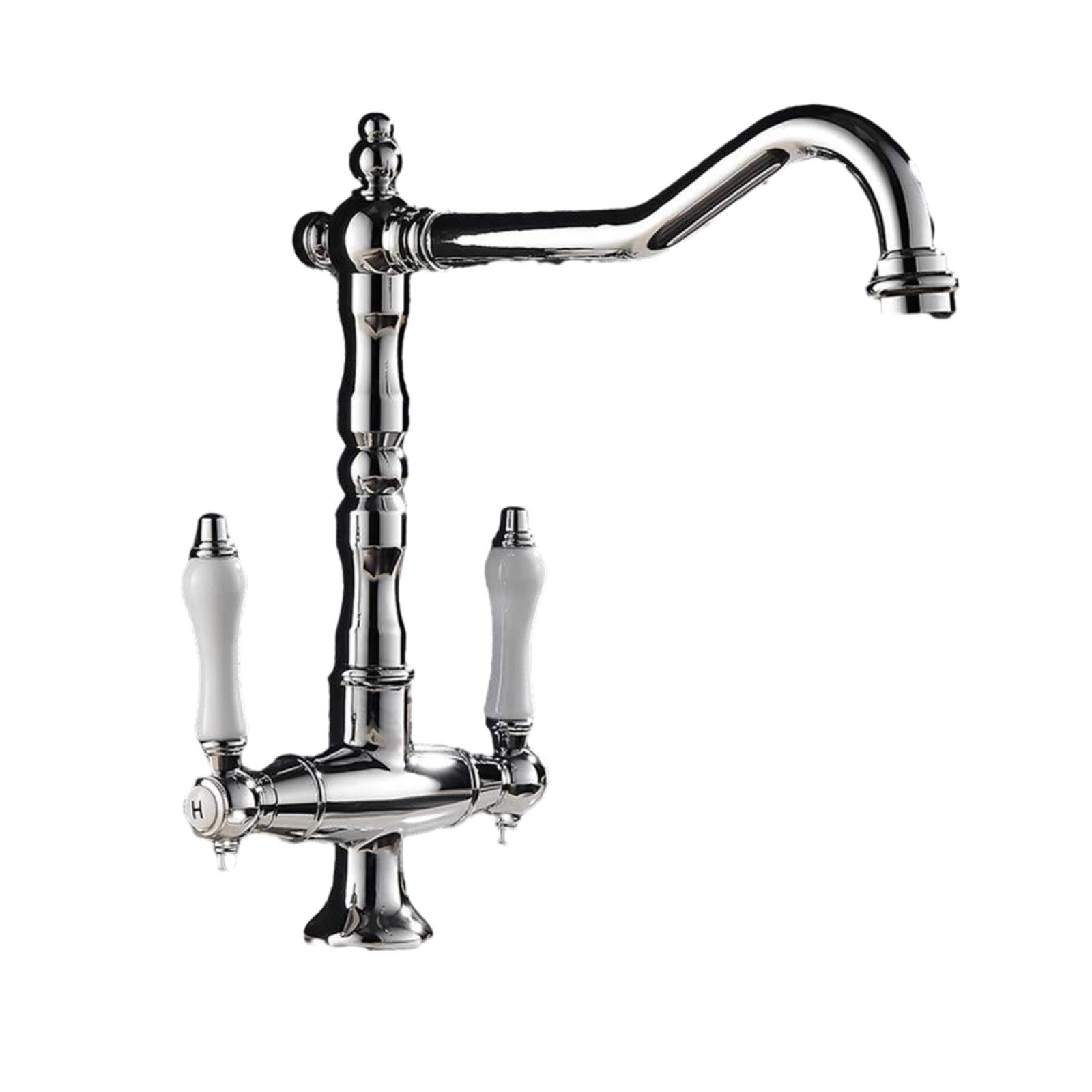 ZYCHSJXA Water Kitchen Tap Double Handle Hot and Cold Faucet Full Copper Vegetable Sink Dishwashing Basin Swivel Electroplating