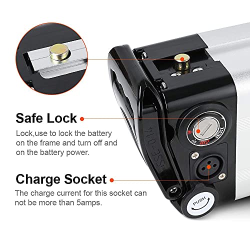 Image of Yose Power 36V13Ah Ebike Battery, XH370-10J Silver Fish Lithium-ion Pedelec Battery with Charge for 250W /350W /500W Electric Bike Bicycles Folding Bike Mountain Bike Motor (US Warehouse)