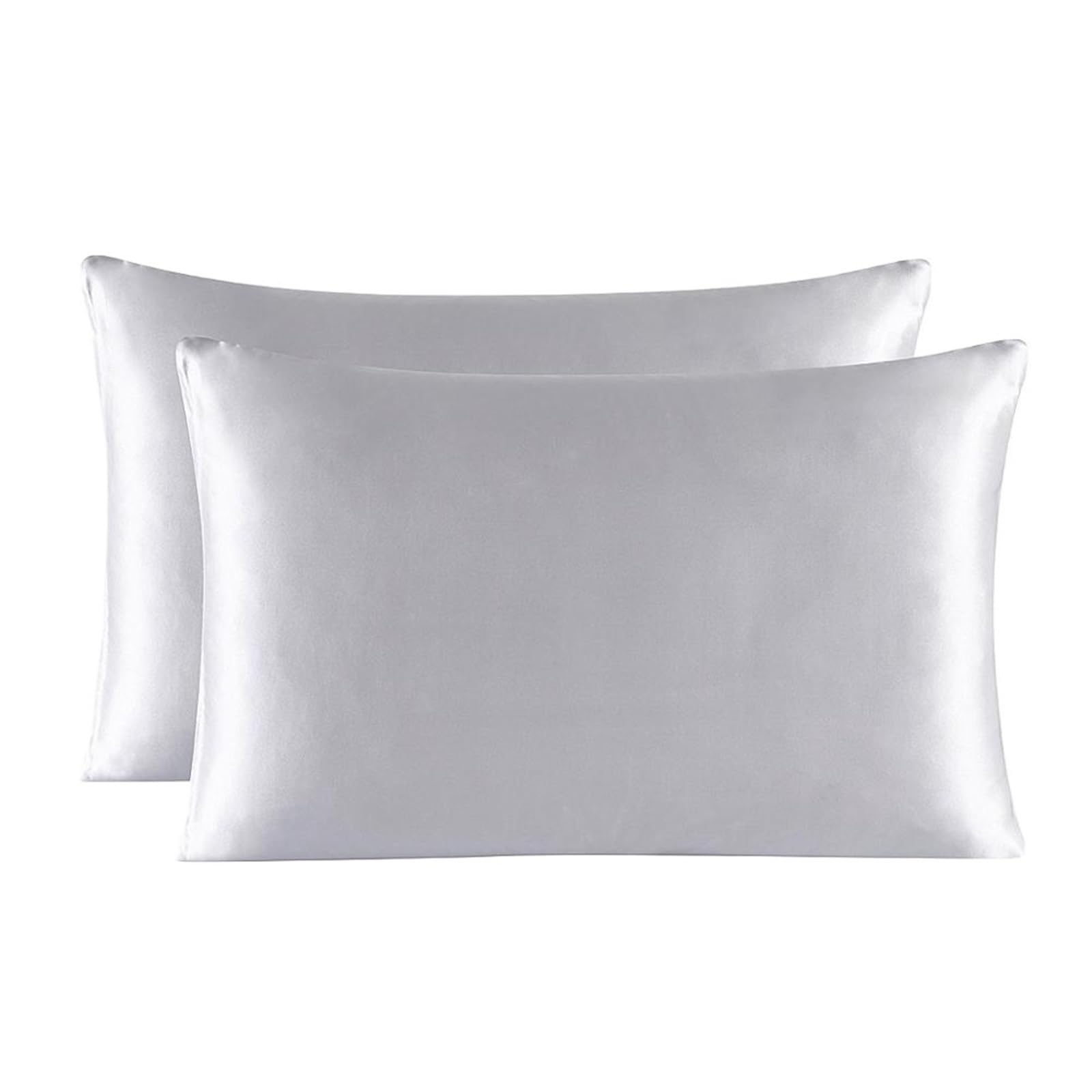 2 federe in seta di gelso, 22 momme, con cerniera, multicolore, per capelli e pelle (grigio argento, 50 x 70 cm)