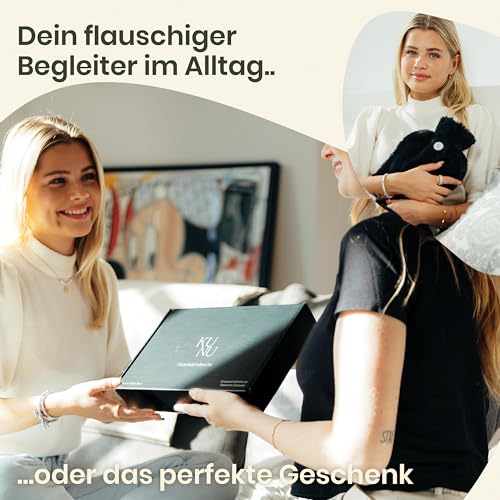 KUNU® die besondere Wärmflasche - 1l - inkl. Geschenkverpackung - mit extra Bezug - unwiderstehlich flauschig - perfekt für Erwachsene und Kinder - auslaufsicher und getestet