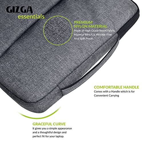 Gizga Essentials Laptop Bag Sleeve Case Cover Pouch for 15.6 Inch Laptop for Men & Women, Padded Laptop Compartment, Free Accessories Pouch, Premium Zipper Closure, Water Repellent Nylon Fabric, Grey - Image 5