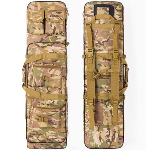 Bolsa doble para rifle, bolsa táctica para rifle con múltiples bolsillos para almacenamiento y transporte de armas de fuego, ideal para disparos en interiores y exteriores