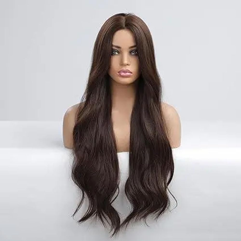 PINAKA Synthetic Long Brown Hair Wigs Extensions for Women Full Head Natural Straight Hair Wig (Pack of 1)-image-4