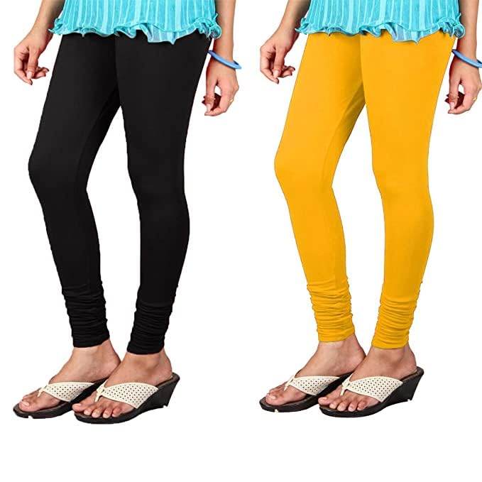 Image of Ultra Soft Cotton Slim fit Solid Color Attractive Casul wear Leggings for Womens - Pack of 2 pcs