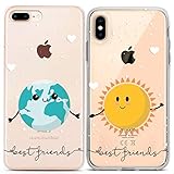 Lex Altern Couple Cases Compatible with iPhone 12 Pro Max 11 Mini SE Xr Xs 8 Plus 7 6 Funny Cute Kawaii Best Friend Boyfriend Matching Sun TPU Protective Planets Relationship Earth Happy Clear Cover