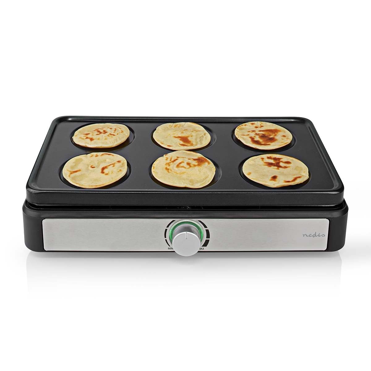 NEDIS FCRA310FBK6 set wok da tavola – per 6 persone – con mini wok e spatole – regolazione della temperatura – rivestimento antiaderente – design rettangolare – nero