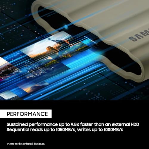 Image of Samsung T7 Shield Portable SSD 1TB, USB 3.2 Gen2 External SSD, Up to 1,050MB /s, Rugged, IP65 Water & Dust Resistant, for Photographers, Content Creators and Gaming, Mac Compatible, MU-PE1T0S, Black
