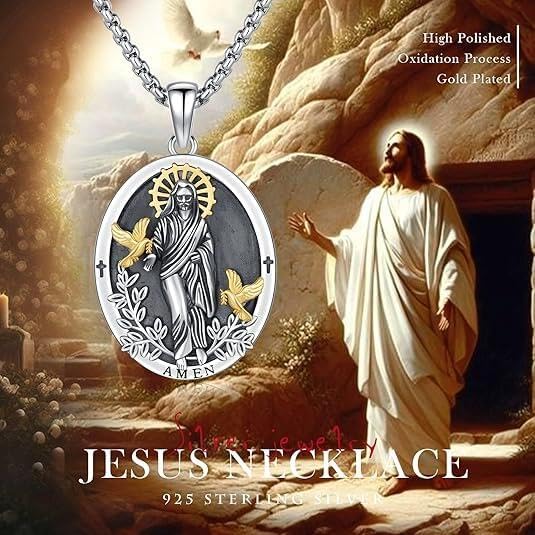 Jesus Medal/Saint Michael/Saint Francis/Saint Necklace S925 Sterling Silver Seiyang Saint Necklace Amulet Medal Pendant Catholic Religous Protection Jewelry Gift for Men Women - Image 2