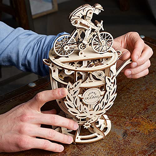 Ugears Automaton Cyclist 3D Puzzle - Self-Assembly 3D Wooden Puzzles Idea Classic Tour De France Cup Bicycle Wood Model Kit - Creative 3D Puzzles For Adults - Diy Cyclists Gifts #TOP3