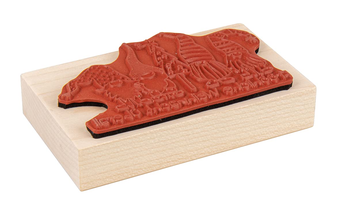 Rayher Wood Mounted Rubber Stamp for Card Making and Scrapbooking with Elves and Seasonal Phrase, 6x10cm, 29224000