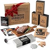 Deluxe Smoker Box for Gas Grilling - Complete BBQ Smoker Box Kit with Wood Chips, Stainless Steel Smoke Box for Gas Grill & Charcoal, Thermometer, Scraper & Recipes - Smoker Accessories Gifts for Men