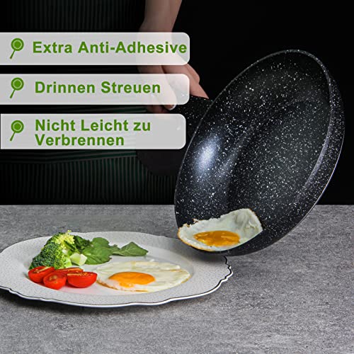 Poêle induction 24cm anti-adhésive en aluminium à poignée isolante