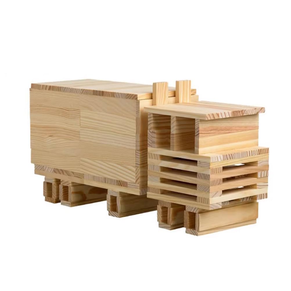 Giocattoli Educativi in Legno Massello per Prima Infanzia Montessori Maestro Architetto, Blocchi da Costruzione Intelligenti, 100 Pezzi