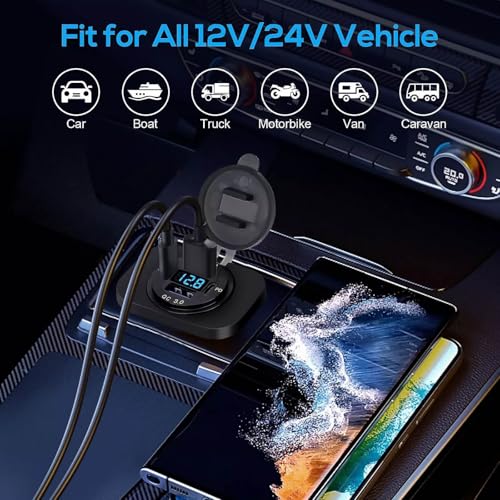 Chargeur voiture 30W résout la panne de batterie avec 4 ports double USB Type-C et indicateur LED - 6