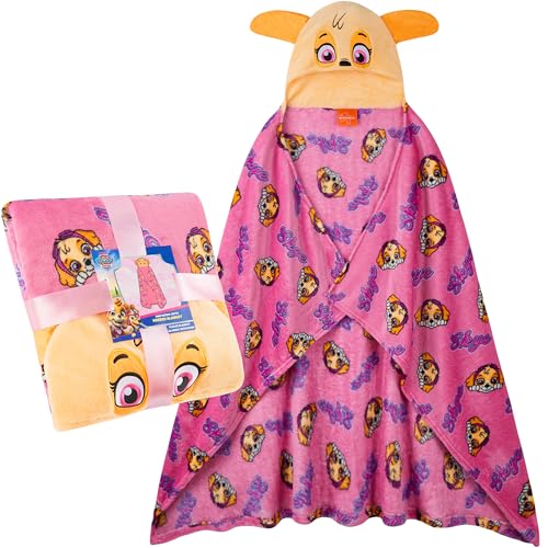Get Trend Paw Patrol Blanket with Hood for Kids 51x35in Fleece Throw Cozy Wearable Blanket with Hood and Ears Gifts for Kids (Pink Skye)