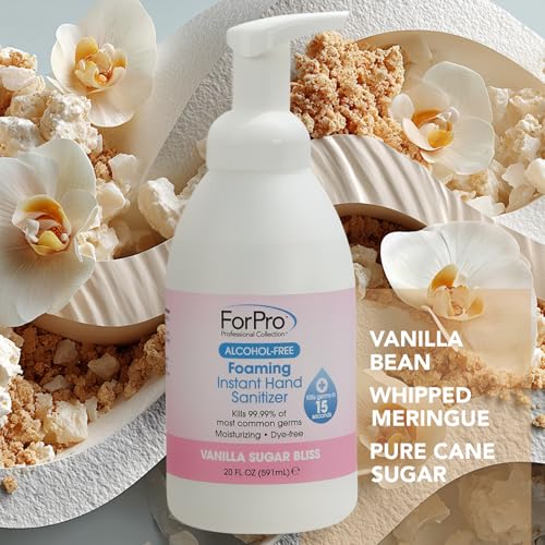 Image of ForPro Alcohol-Free Foaming Instant Hand Sanitizer, 20 Fl Oz - Moisturizing, Dye-Free Formula, Vanilla Sugar Bliss Scent
