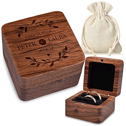 polar-effekt Ringkiste Ringbox aus Walnussholz mit Gravur - Motiv Hand in Hand - mit Stoffbeutel - schwarzes Ringkissen - Verlobungsring, Schmuck Aufbewahrungsbox Hochzeit für Heiratsantrag polar-effekt Ringkiste Ringbox aus Walnussholz mit Gravur - Motiv Hand in Hand - mit Stoffbeutel - schwarzes Ringkissen - Verlobungsring, Schmuck Aufbewahrungsbox Hochzeit für Heiratsantrag