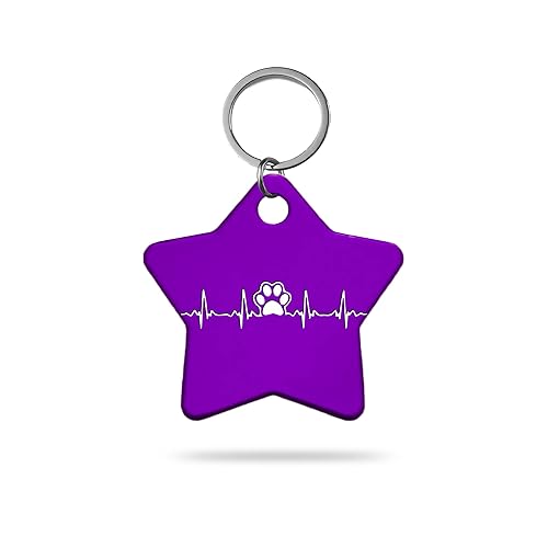 MACOS Engraved Personalised Star Pet Tag for Dogs and Cats [Purple]