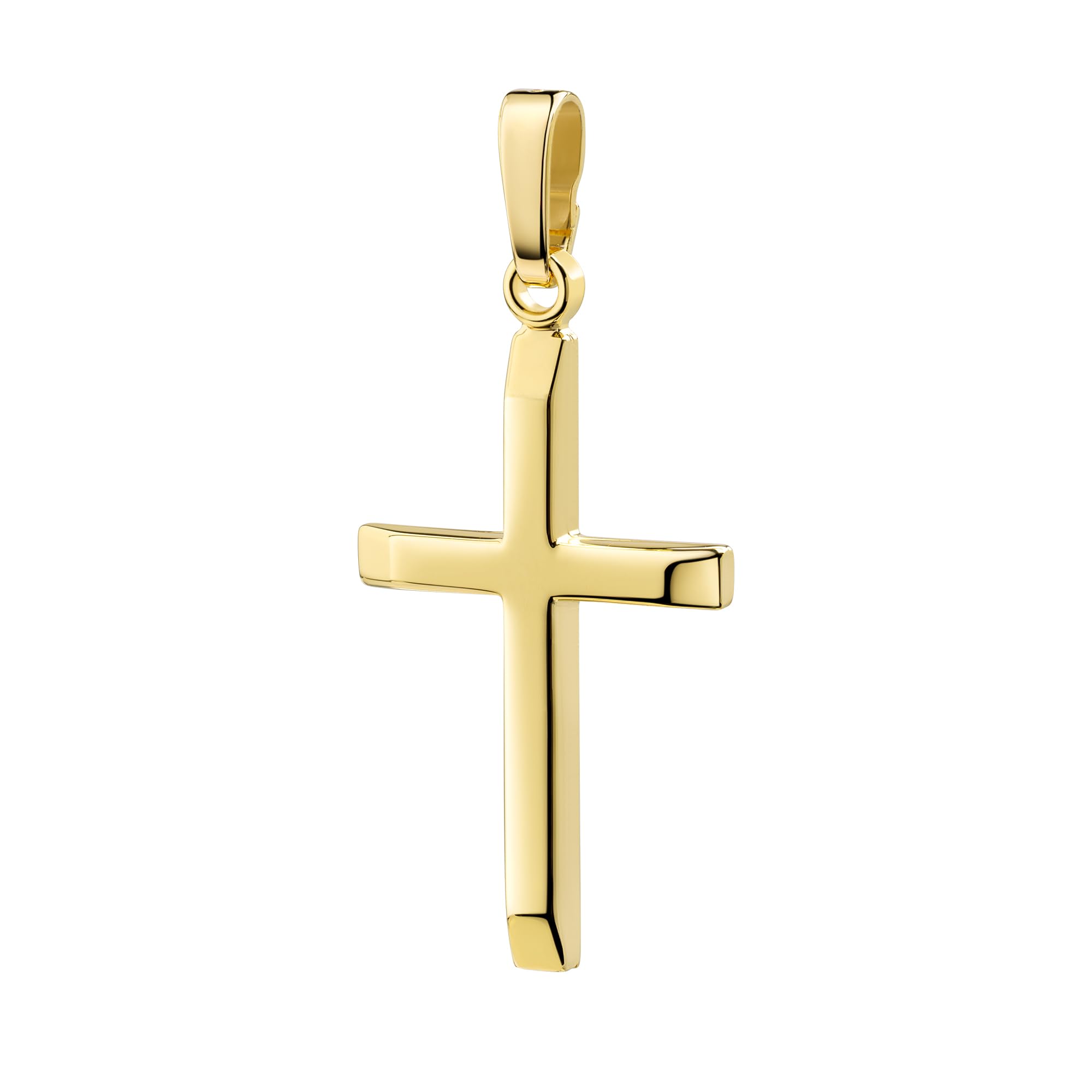 Damen Anhänger 333 Gold 8 Karat Gelbgold Kreuzanhänger Echtgold mit abgeflachten Kanten. Kreuz mit Halskette oder ohne Kette wählbar
