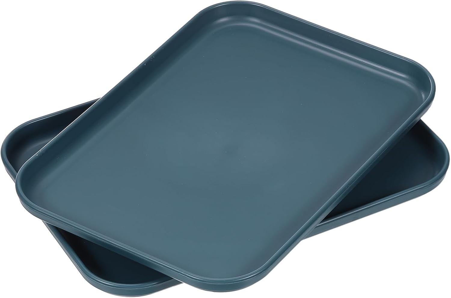 uxcell 4Pcs Wheat Straw Plates, 9.4"x6.7" Rectangular Dinner Plates Reusable Serving Trays for Kitchen Fruits Dishes Salad, Black