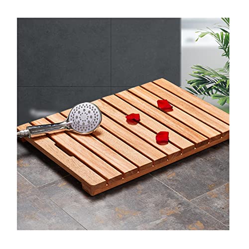 ZXCVBAS Tapis De Bain en Bois De Teck,Caillebotis en Bois, sans Glissement, Tapis De Douche, Tapis De Bain en Bois Et Tapis De Douche en Bois, Usage Intérieur Ou Extérieur,30x30cm/12x12in