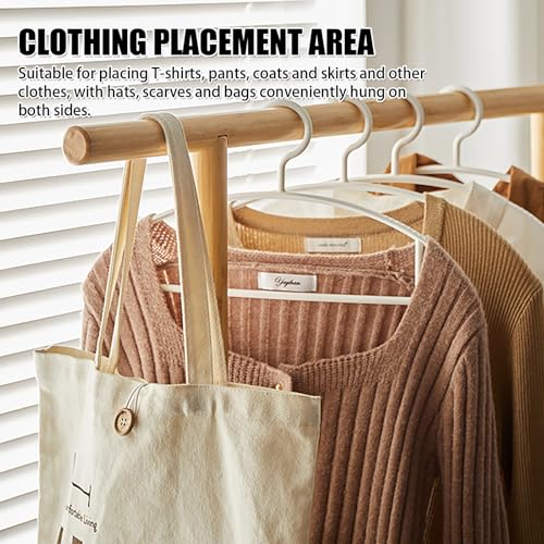 Perchero de madera natural con ruedas para evitar ropa arrugada 7