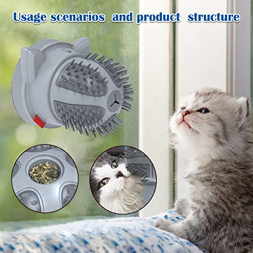 Image of Brrnoo Automatic Cat Self Groomer with 2 Speed Rotating Brush, Smart Interactive Cat Massager with Color Changing LED Light and Catnip, Wall Mounted Design for Indoor Cats