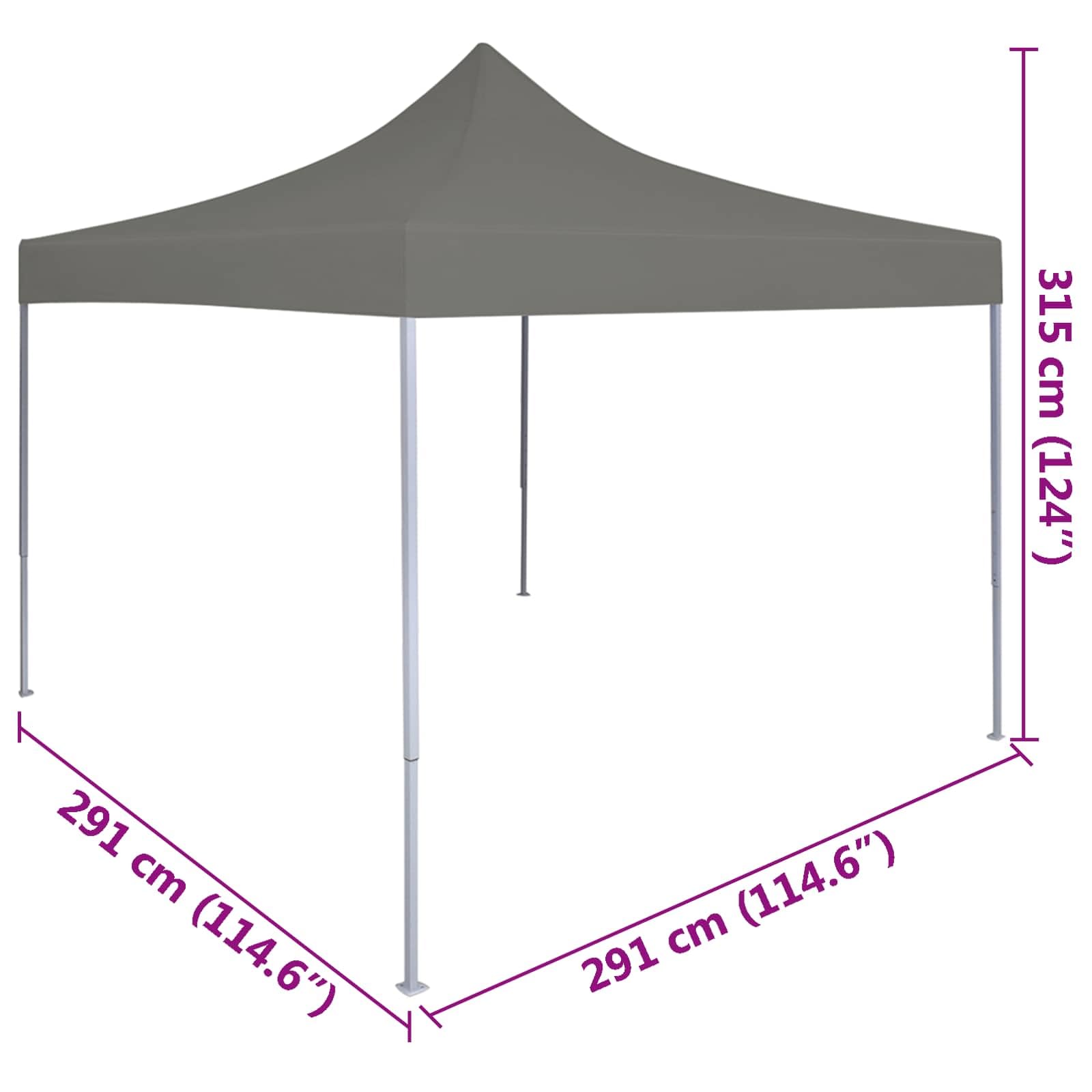 Namiot imprezowy z tkaniny Oxford, antracyt, 291 x 291 x 315 cm, składany, z ochroną UV, wodoszczelny i stabilny, do ogrodu, na kemping, taras, imprezy na świeżym powietrzu i ochrona przed