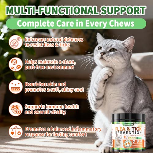 Carmelie Flea and Tick Prevention for Cats Chewables, 500 Crunchy & Creamy | Natural Oral Cat Flea Treatment for Skin & Coat, Fish Oil Vitamin Kitten Flea Chews, Chicken Krill Flavor, All Breeds & Ages - Image 4