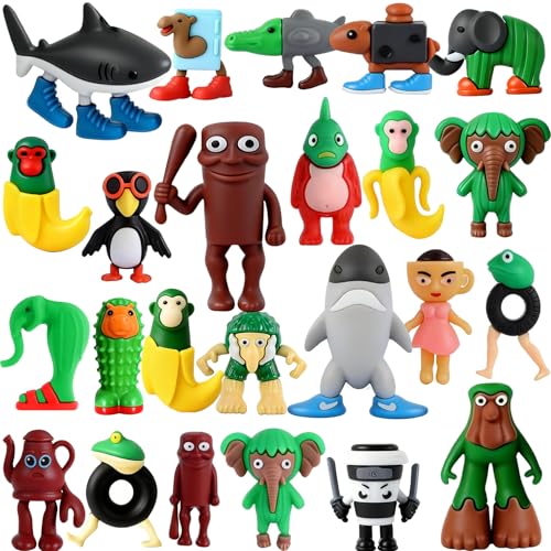 SOGLIM Italian Brainrot Toys, 24PCS Steal a Brainrot Toys, Brain Rot Toys Set, Tung Tung Tung Sahur Tralalero Tralala Meme Shark Doll Action Figures, Birthday Party Favors Deco Gifts for Kids