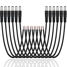 12 Pack DC Power Cable 12v DC Power Plug Cord Male Connectors 2.1mm x 5.5mm DC Pigtail Adapter Barrel Jack Socket Wire for CCTV Security Camera,DVR,Car Rearview Monitor System Video,LED Strip Light