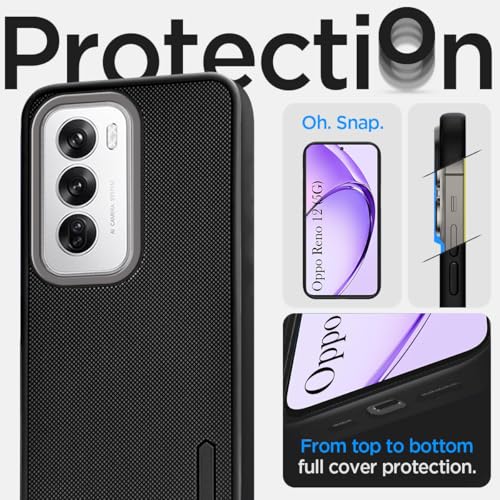 Image of Jkobi Back Cover Case for Oppo Reno12 5G | Oppo Reno 12 5G (Textured Grip Design | Camera Protection | Slim and Light Weight | Soft Touch and Feel | Black)