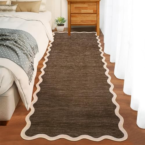 GarveeHome Scalloped Washable Runner Rugs 2x6 Rug Runner Modern Non Slip Kitchen Rugs Indoor Entryway Rug Farmhouse Soft Bath Mat Stain Resistant Carp
