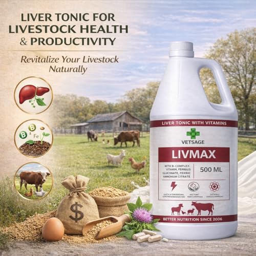 Image of LIV-MAX Nutritional Tonic with Iron, Calcium, and Vitamins for Cattle and Pet Health, Liquid Dietary Supplement for Animal Nutrition and Wellness | 500 ml