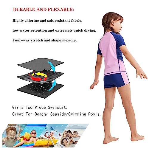 karrack Girls Two Piece Swimsuit Girls Water Sport Shorts Swimsuit Kids Swimsuit UPF 50+ Sun Protection Bathing Suits2