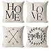 Epinki 4 Pack Fundas de Cojines de 40x40, Fundas de Cojines para Sofa Corona Home Love Gather Fundas de Cojines Exterior Lino, Negro Blanco