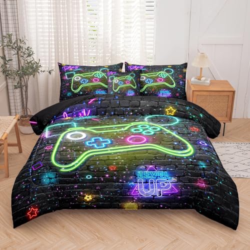 NINENINE 6PCS Gaming Bedding Sets for Boys,Twin Comforter Sets for Boys,Gaming Bedding Sets Sheet...