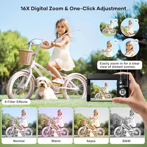 4K Digital Camera for Photography Auto-Focus, Compact 50MP Camera with 180° Flip Screen, 16X Digital Zoom, Camara Fotografica with 32GB Card – Great for Vlogging and Learning Photography(Black) - image 4