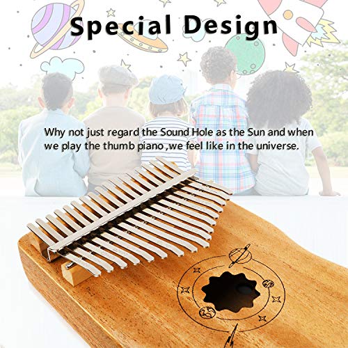 Kalimba 17 toetsen duim piano, vinger piano met muziekboek & Tune hamer, draagbare Mbira Sanza Afrikaanse houten vinger… - Image 4