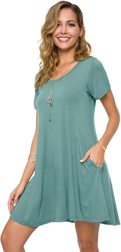 Miniatura 3 de ZENNILO Vestidos tipo camiseta casuales de talla grande para mujer, con bolsillos y vuelo