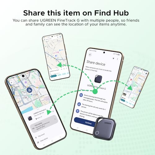 Image of UGREEN FineTrack G (Android Only) Air Tracker Tags, USB-C Charging 1-Year Battery Bluetooth Tracker Compatible with Find Hub App, Item Finder Smart Tag for Key Luggage Wallet [4 Pack-Google Certified]