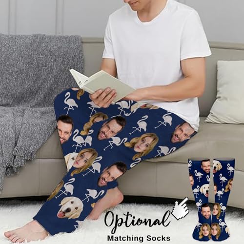Custom Face Pajama Bottoms for Men Women,Personalized Photo Sleepwear Pants,Customized Pj Trousers Gifts for Him Her (Style-44)3